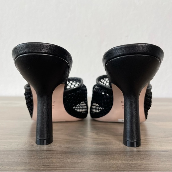 𝅺schutz Siliene Black Leather Thong Mule Sandals w Mesh Trim - Picture 5 of 7